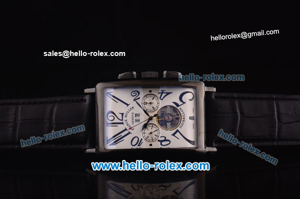 Franck Muller Long Island Tourbillon Automatic Movement PVD Case with White Dial and Black Numeral Markers - Click Image to Close